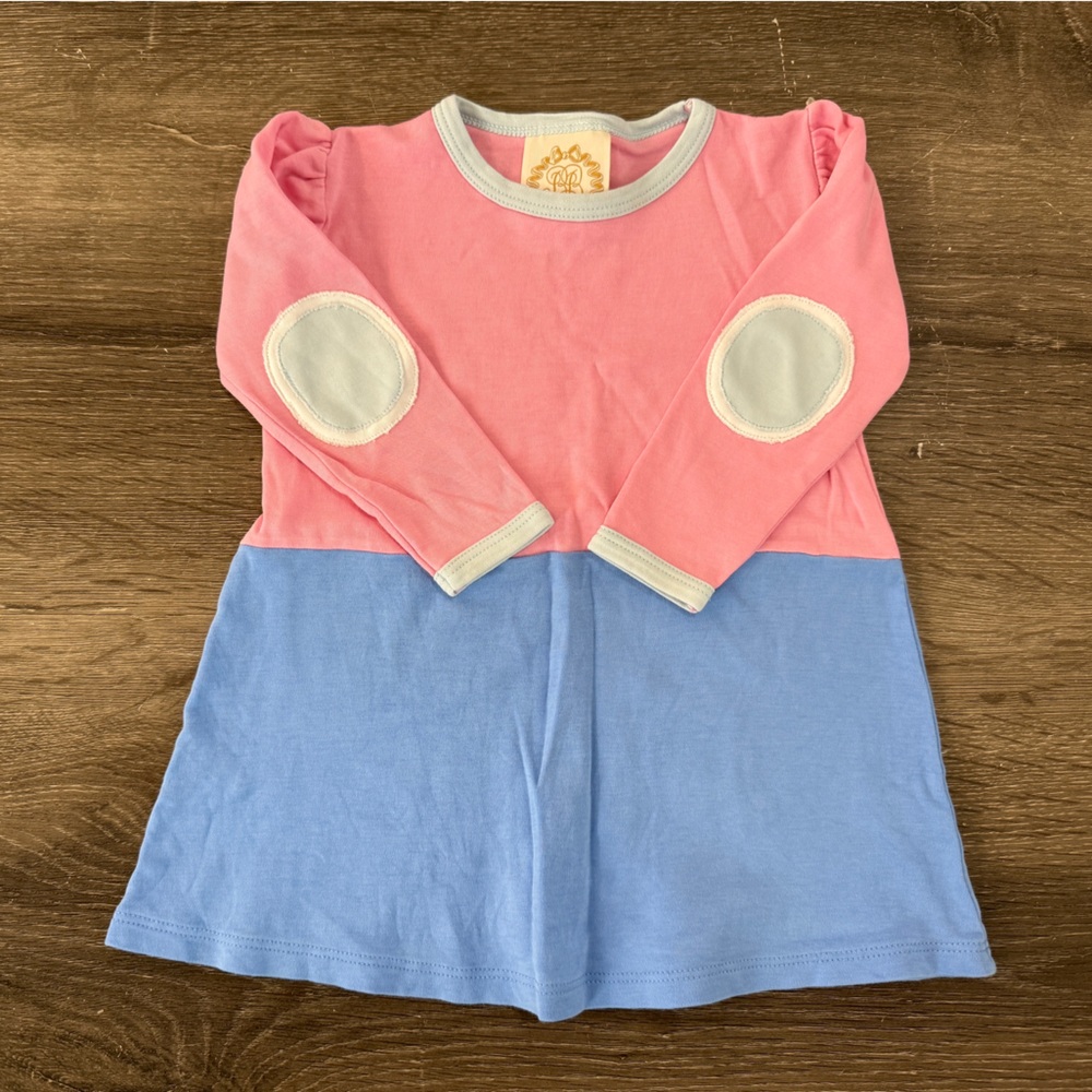 TBBC 18-24M colorblock w elbow patches LS Polly Play Dress EUC